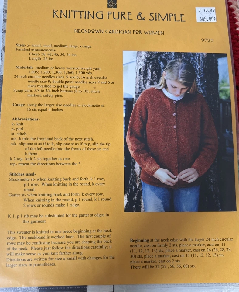 Knitting Pure & Simple Cardigan Pattern New - Image 1 of 1