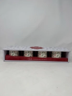 Juego de 4 tazas de café espresso de cerámica de invierno Strawberry Street Bella nuevas navidad Foto 1 de 4