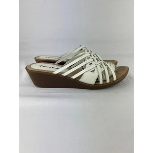Classiccore White Leather Slide Sandals Women’s 8 Bare Traps Comfort Wedge Boho - Picture 1 of 13