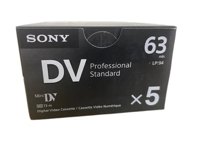 (Paquete de 5) NUEVO Sony DV 63Min Mini DV Profesional Estándar Digital Video Cassette Foto 1 de 2