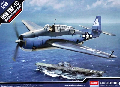 KIT MODELLINO AEREO STATICO ACADEMY USN TBF-1C BATTLE OF LEYTE GULF SCALA 1:48 - Immagine 1 di 4