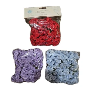 Victoria Lynn Packages Of Ribbon Roses 0.5” Lot Of 3 Craft W Stem 432pc - Picture 1 of 8
