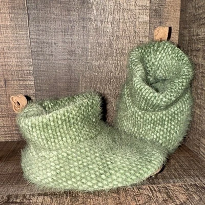 Chinelos de malha verde aconchegante - tamanho 3-6 meses - Imagem 1 de 4