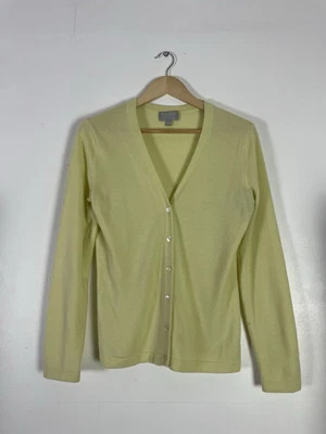 Pure Collection 100% cashmere Button Up Pale Yellow V Neck Cardigan - Sz 14 - Image 1 of 4