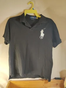 Polo Ralph Lauren Polo Shirt Mens XL Black Cotton Custom Slim Fit Slit Collared - Picture 1 of 7