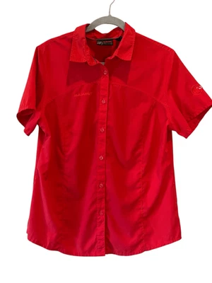 Mammut Women Red Button Up Collared Shirt Logo Size XL — 第 1/4 张图片