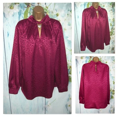 NEW LOOK CURVES TOP PLUS SIZE 22, Raspberry wine  Red Animal print Blouse - Image 1 of 4