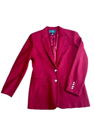 Chaqueta roja a medida para mujer Lauren Ralph Lauren L lana peinada botones plateados Foto 1 de 4
