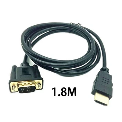 1.8 M/3M HDMI To VGA 1080P Video Converter Adapter Cable For PC Laptop - Image 1 of 4
