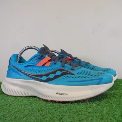 Saucony Trainers 6.5 Women's Ocean Blue PWR RUN Ride 15 Breathable Running Shoes - Image 1 of 4