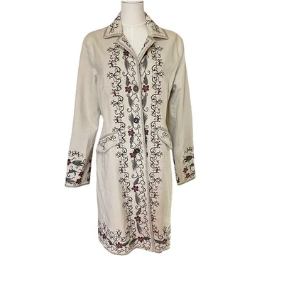 Abrigo bordado Paparazzi by Biz talla grande mezcla de algodón marfil Foto 1 de 4