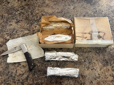 Vintage AL MAR SEKI JAPAN Lockback FALCON Knife Brown Micarta - NOS 1979-1980 - Image 1 of 4