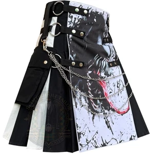 Venom Hybrid Utility Fashion Kilt – Gothic Punk Streetwear Kilt with Chains - Picture 1 of 10