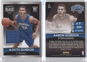 2014 Panini Black Friday Memorabilia /99 Aaron Gordon #53 Rookie RC