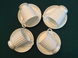 Set of 4 Rare Vtg Lomonosov Imperial Porcelain White 22kGold Espresso Cup Saucer - Picture 1 of 11