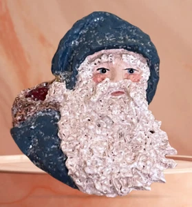 Old World Santa Pin Linda Lindquist Baldwin Belsnickle 1997 Christmas Blue Used - Picture 1 of 20