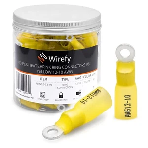 Wirefy Schrumpfringklemmen #6 - Marinequalität Klemmenverbinder 90 Stück - Bild 1 von 12