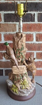 Vintage Holland Mold Game Preserve No Hunting Pheasant Lion Table Lamp Cabin  - Image 1 of 4
