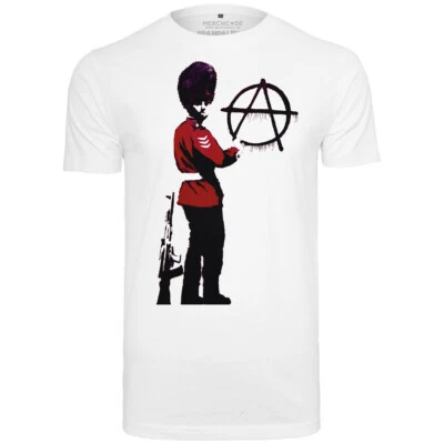 MERCHCODE Banksy Anarchy Tee White XS - 3XL Streetart Motif Peace Style UK Quard - Image 1 of 4
