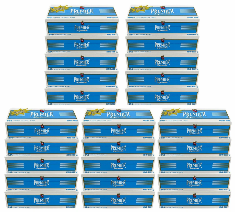 Premier Supermatic King Size Blue Light Cigarette Filter Tubes 25 boxes  3098-25 - Image 1 of 1