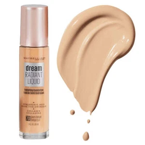 Maybelline Dream Radiant Liquid Hydrating Foundation 70 Pure Beige - Picture 1 of 4