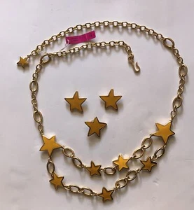 Franco Tessari Set Collana Orecchìni Spilla Vintage Color Oro Con Smalto Giallo - Foto 1 di 2