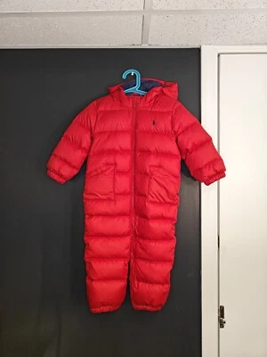 Ralph Lauren 24 Months Red One Piece Down Suit - Image 1 of 4