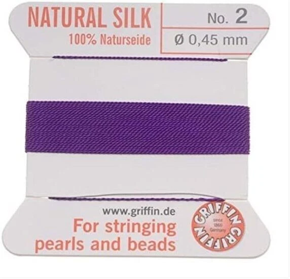 Griffin Natural Silk Thread for Stringing Pearls & Beads Size #2 Amethyst Purple - Image 1 of 1
