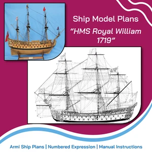 HMS Royal William 1719 Wooden Ship Model Plans | 17 Sheets | DIGITAL PLANS - Photo 1 sur 9