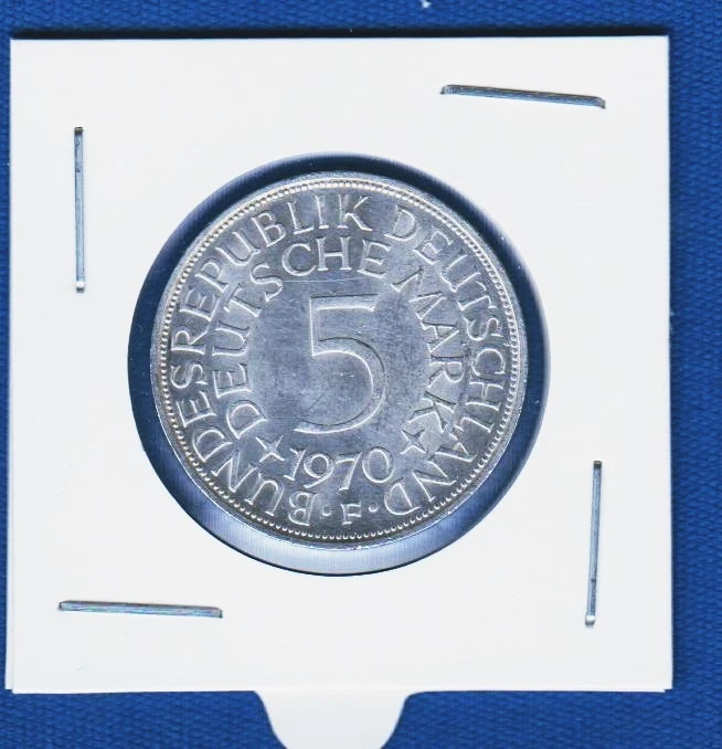 5 marcos alemanes (DEM) 1970 F, ¡Moneda de plata República Federal de Alemania!! Foto 1 de 1