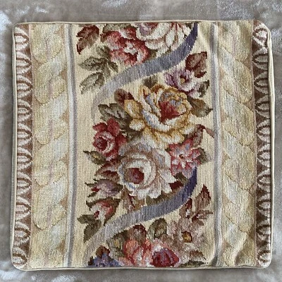 Funda de Almohada Tapiz 19" Floral Punta de Aguja Aubusson Foto 1 de 4