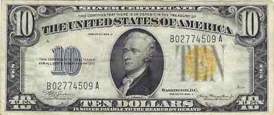 1934-A $10 Sm Size Silver Certificate, Emergency Issue WW2 North Africa, Circ - Image 1 of 2