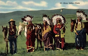 SIOUX NATIVE AMERICAN POSTCARD Sioux Indian Chiefs(5) - Picture 1 of 2