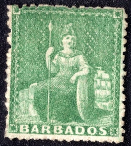 BARBADOS 1861 S.G. # 17 PERF 14 1/2 UNUSED NO GUM - Picture 1 of 2