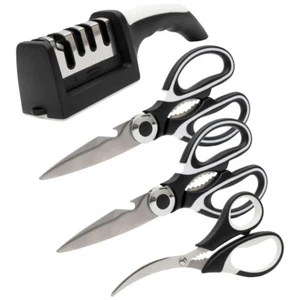 4Pc Heavy Duty Kitchen Shears with Scissor Sharpener Tool,Multipurpose Stainless - Picture 1 of 8