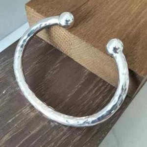 6mm Hammered Torque Silver Torque Bangle Mens Silver Torque Silver Bangle - Picture 1 of 7