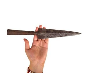 Rare 1900's Old Vintage Antique Iron Hand Forged Mughal Spear Head Lance Dagger