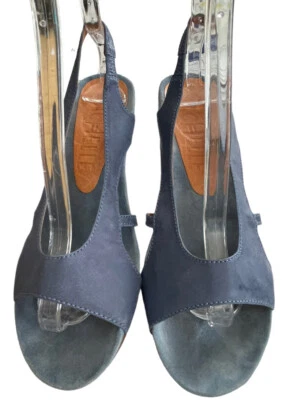 Anthropologie Sachelle Mujer’s Azul Gamuza Peep Toe Tacones Cordones Talla 8 Foto 1 de 4