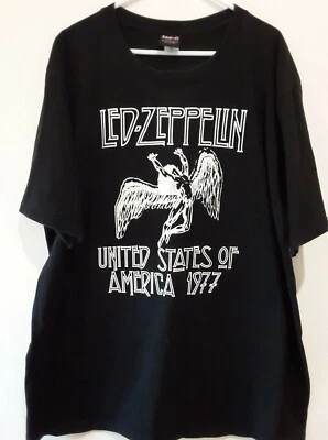 Camiseta negra Led Zeppelin 1977 gira por Estados Unidos ~ para hombre y mujer talla XL etiqueta cinco-8 Foto 1 de 4