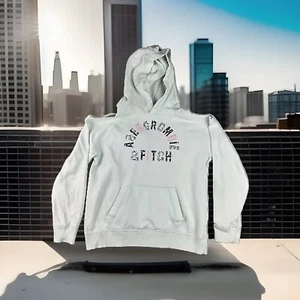 Abercrombie & Fitch Cold Shoulder Hoodie Kids 11/12 Mint Green Sequined Bling - Picture 1 of 12