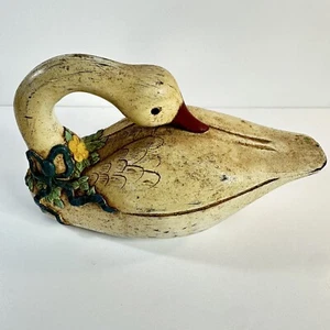 Pato de madera hecho a mano firmado de los años 90 14 pulgadas de largo - Imagen 1 de 11