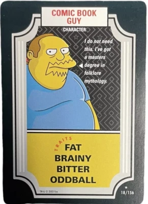 2003 WIZARD THE SIMPSONS TRADING GAME COMIC BOOK GUY #18 CARD - Image 1 of 4