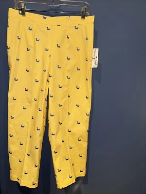 Mujer 10 Capri, Estampado de Pato Amarillo Azul, Cabeza de Pato Vintage, Nuevo con Etiquetas 30 X 23 Foto 1 de 4