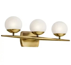 Jasper 24.5 in. 3-Light Natural Brass Halogen Mid-Century Modern Bathroom Vanity - Picture 1 of 4