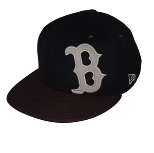 Boston Red Sox New Era 59Fifty Fitted Hat Cap 7 Black Brown Brim MLB Wool - Picture 1 of 6