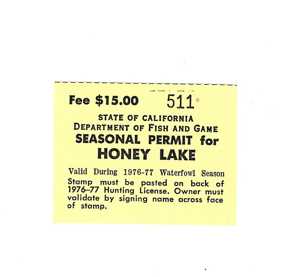 HONEY LAKE WATERFOWL STAMP MINT NEVER HINGED CALIFORNIA 1976-1977 - Image 1 of 1