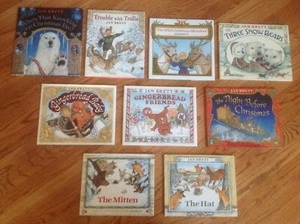 Lot 9 Jan Brett CHRISTMAS & WINTER Books HBDJ Night Before Xmas GINGERBREAD Nice - Picture 1 of 1