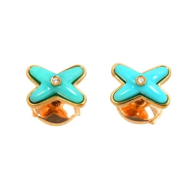 Orecchini CHAUMET Liens con diamanti turchesi traforati 18 carati PG 750... - Immagine 1 di 4