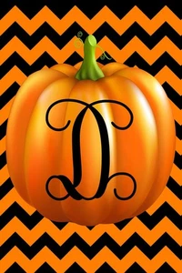 Calabaza Chevron Monograma D Doble Cara 12 X 18 Pulgadas Bandera Jardín - Imagen 1 de 1