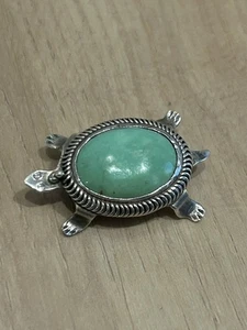 Schildkrötenbrosche Türkis & Silber Stein - Bild 1 von 4